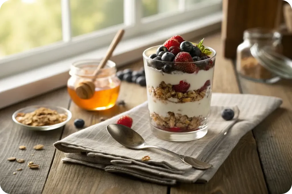 Chobani Yogurt parfait with granola and fruit
