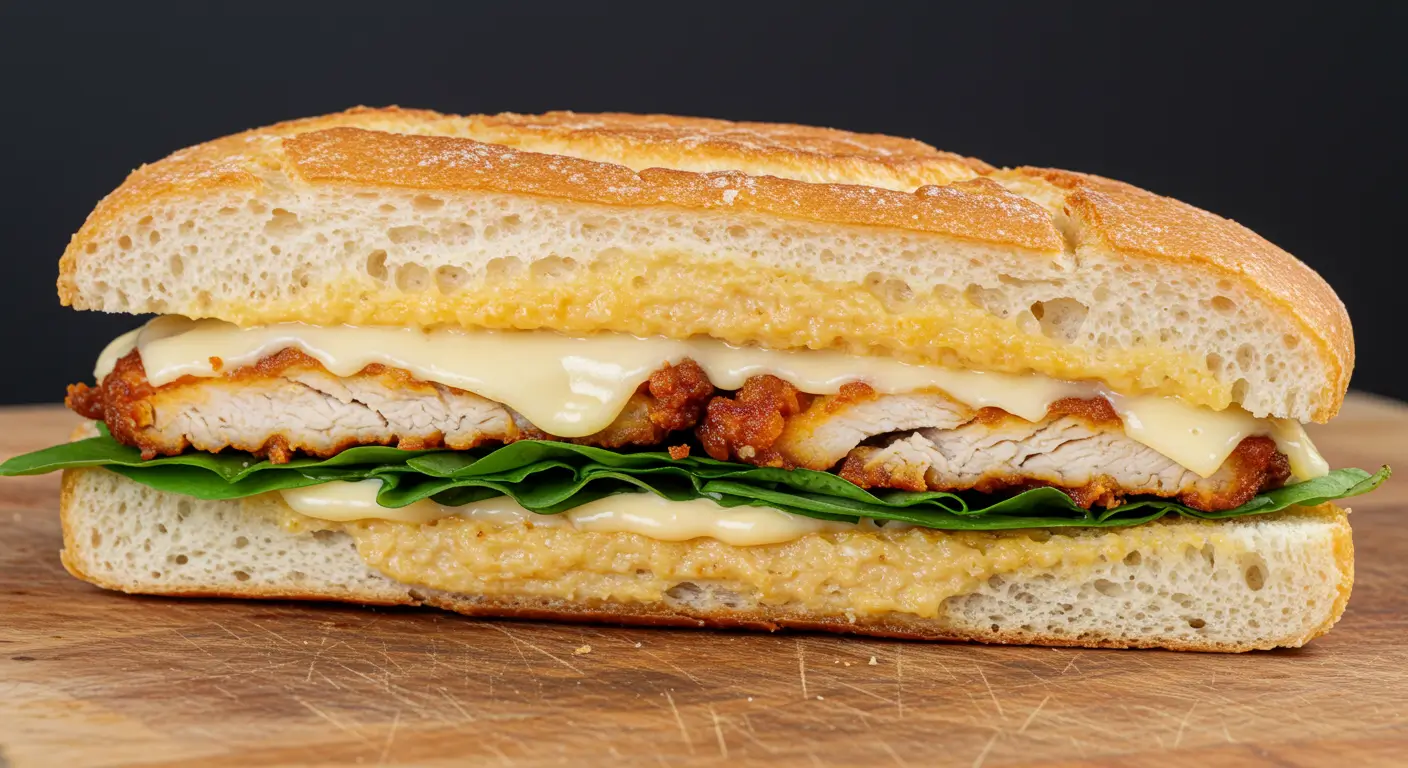 Chicken parm sandwich with crispy chicken and melted cheese