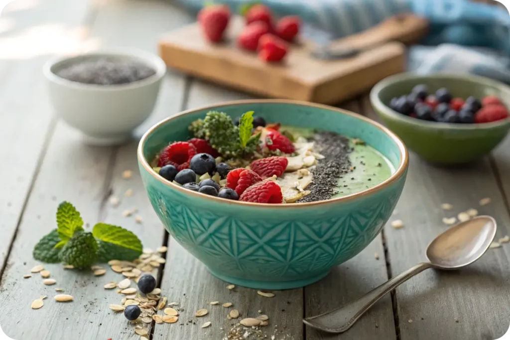 Almond milk yogurt algae based parfait