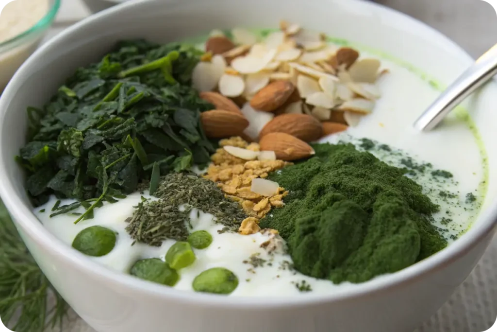 The process of adding algae for enhanced nutrition.