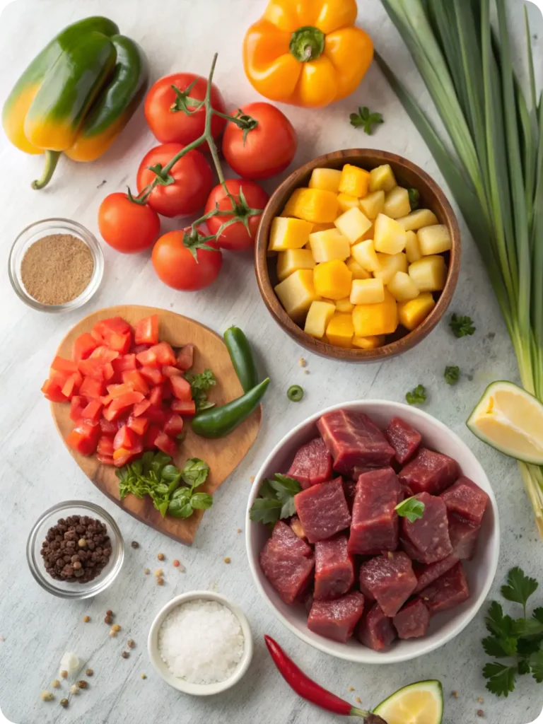 Ingredients OF Delicious Hawaiian Beef Stew