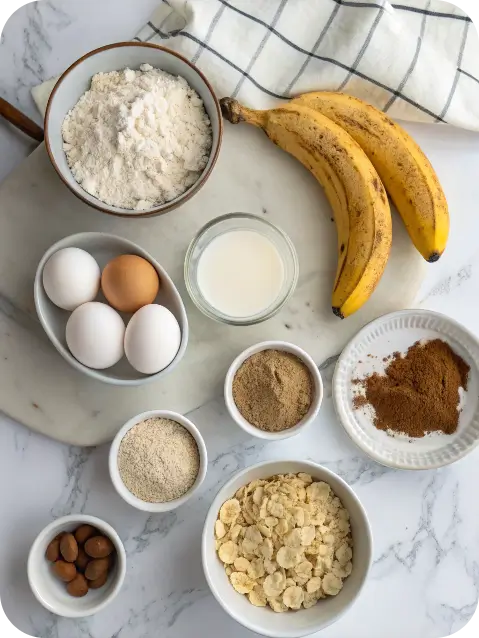 Ingredients for protein pancakes recipe laid out on countertop