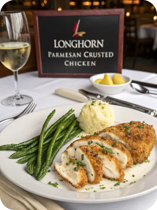 Complete meal with Longhorn Parmesan Crusted Chicken, asparagus and mashed potatoes