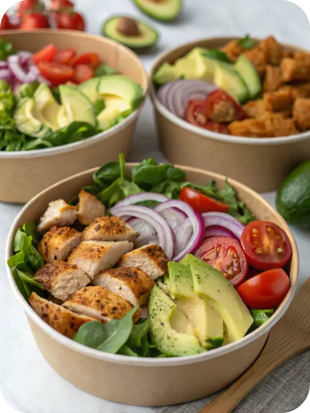 Assembled ingredients for air fryer chicken salad
