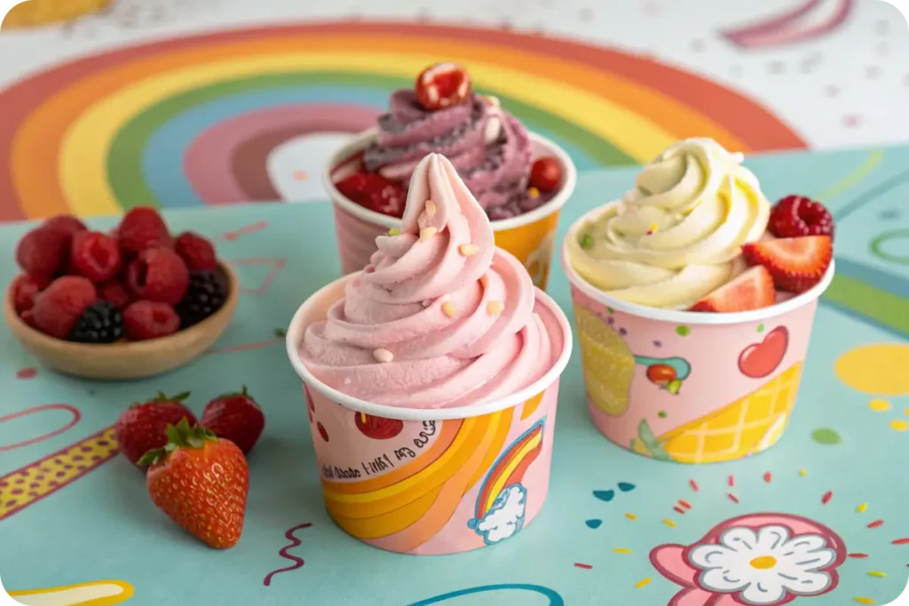 Colorful Trix yogurt cups with fruity swirls
