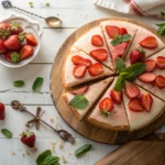 Featured image of strawberry tres leches cake with whipped cream and fresh strawberries